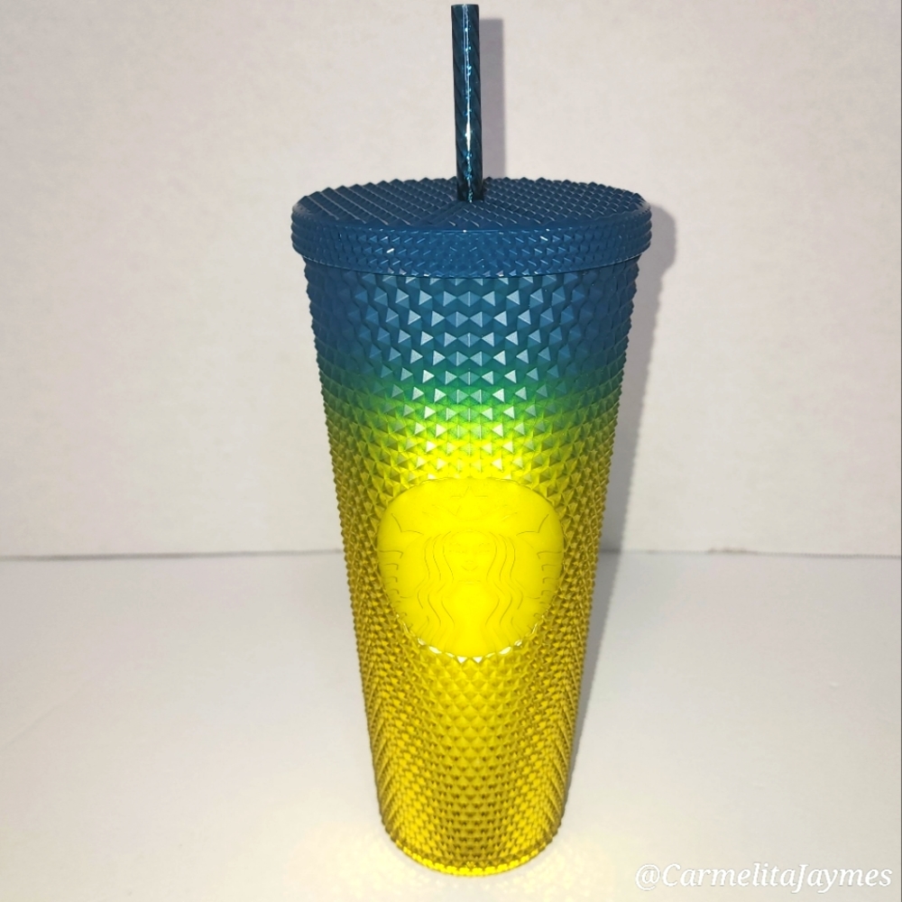 💙💛 STARBUCKS 🥤 Blue & Gold Studded Venti 24oz Starbucks Cold Cup NWT